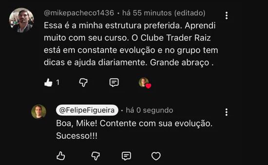 Print da mensagem de Mike P.: O Clube está em constante evolução.